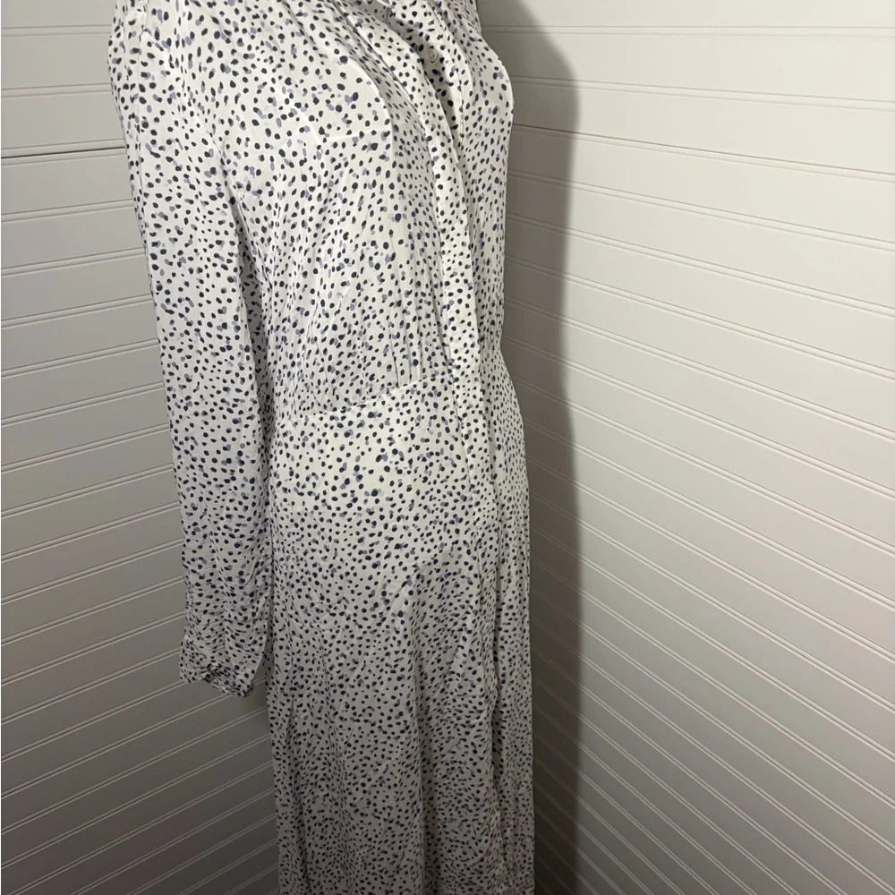 Anthropologie - Long Sleeve White Polka Dot Shirt Dress - Picture 7 of 11